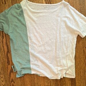 Two-Tone White and Green T-Shirt